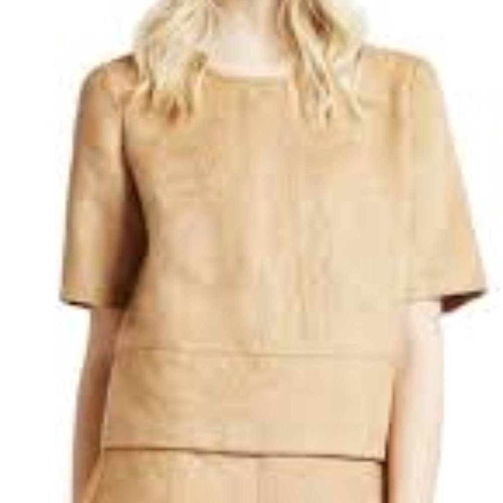 BCBGeneration FAUX-SUEDE BOXY CROP LIKE TOP